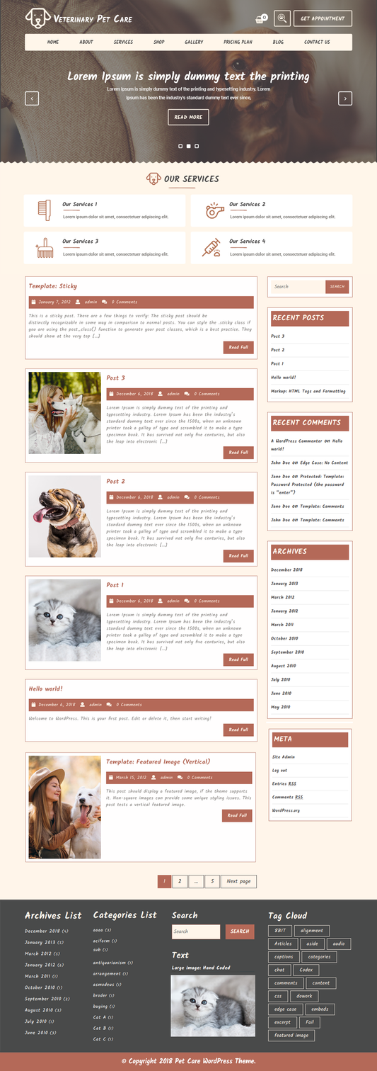 Free Veterinary Pet WordPress Theme