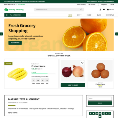 Free Grocery Ecommerce WordPress Theme